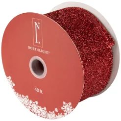 Shimmering Red Solid Christmas Wired Craft Ribbon 2.5