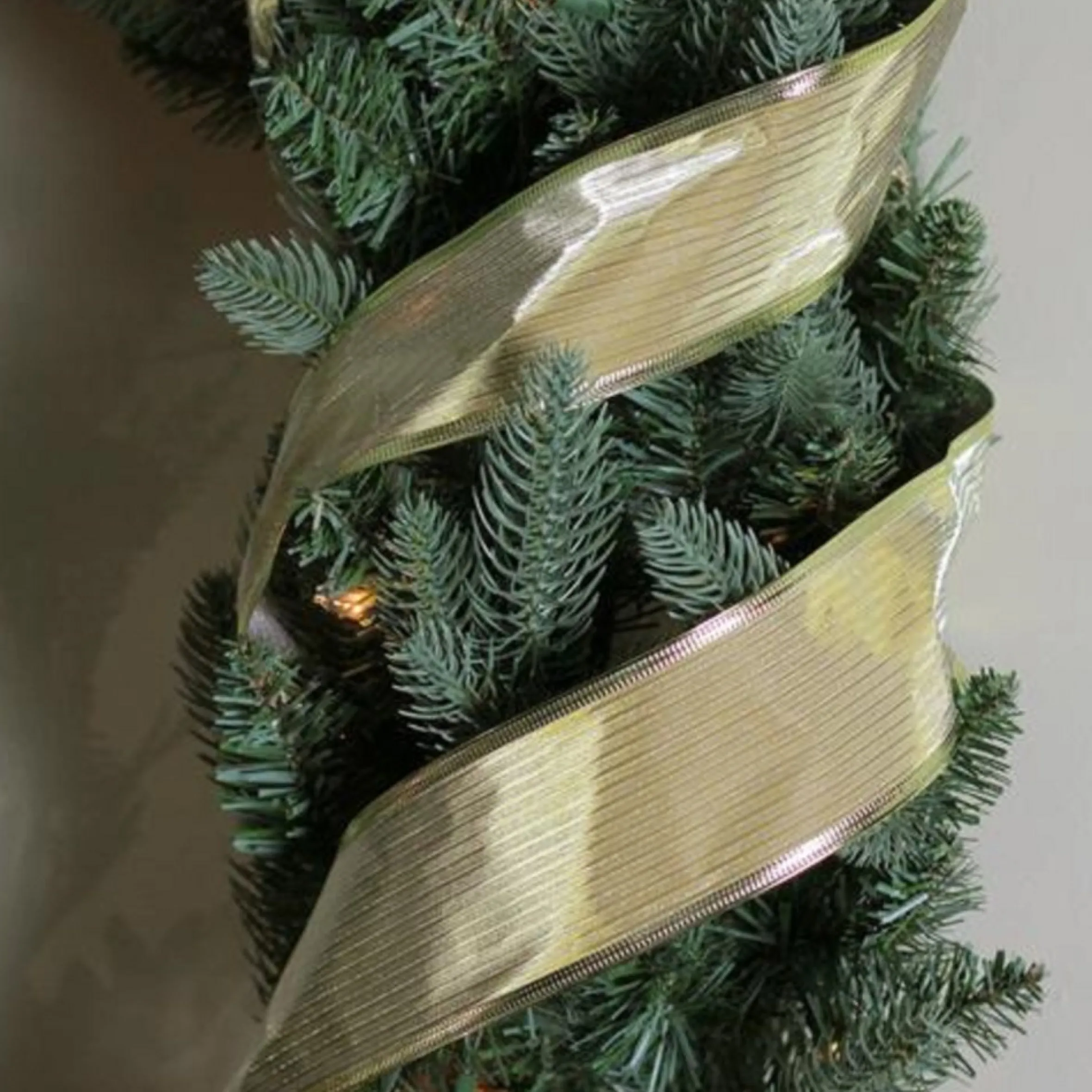 Shimmery Gold Horizontal Striped Christmas Wired Craft Ribbon 2.5" X 10 Yards