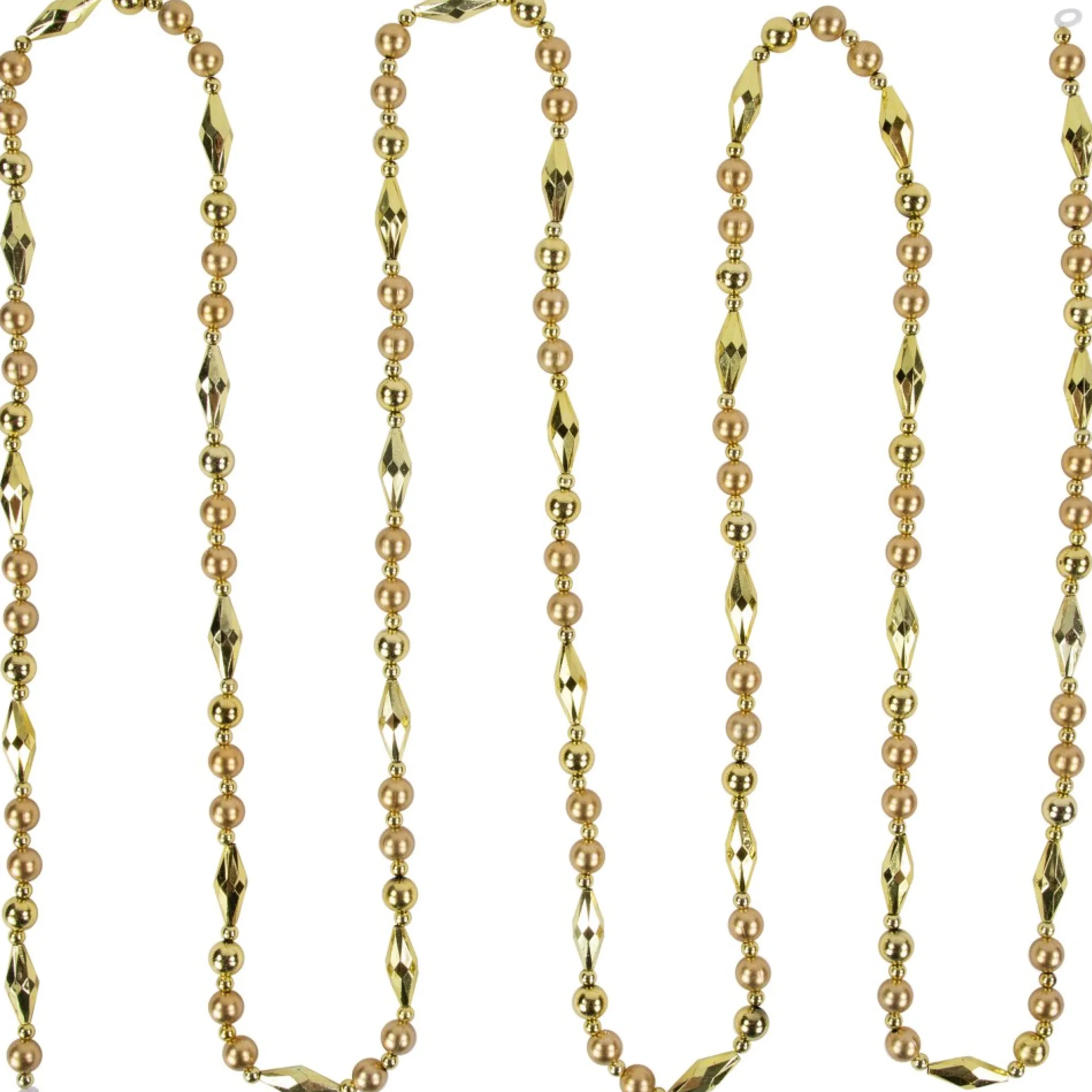 9' Shiny And Matte Gold Beaded Christmas Garland, Unlit