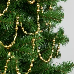 9' Shiny And Matte Gold Beaded Christmas Garland, Unlit