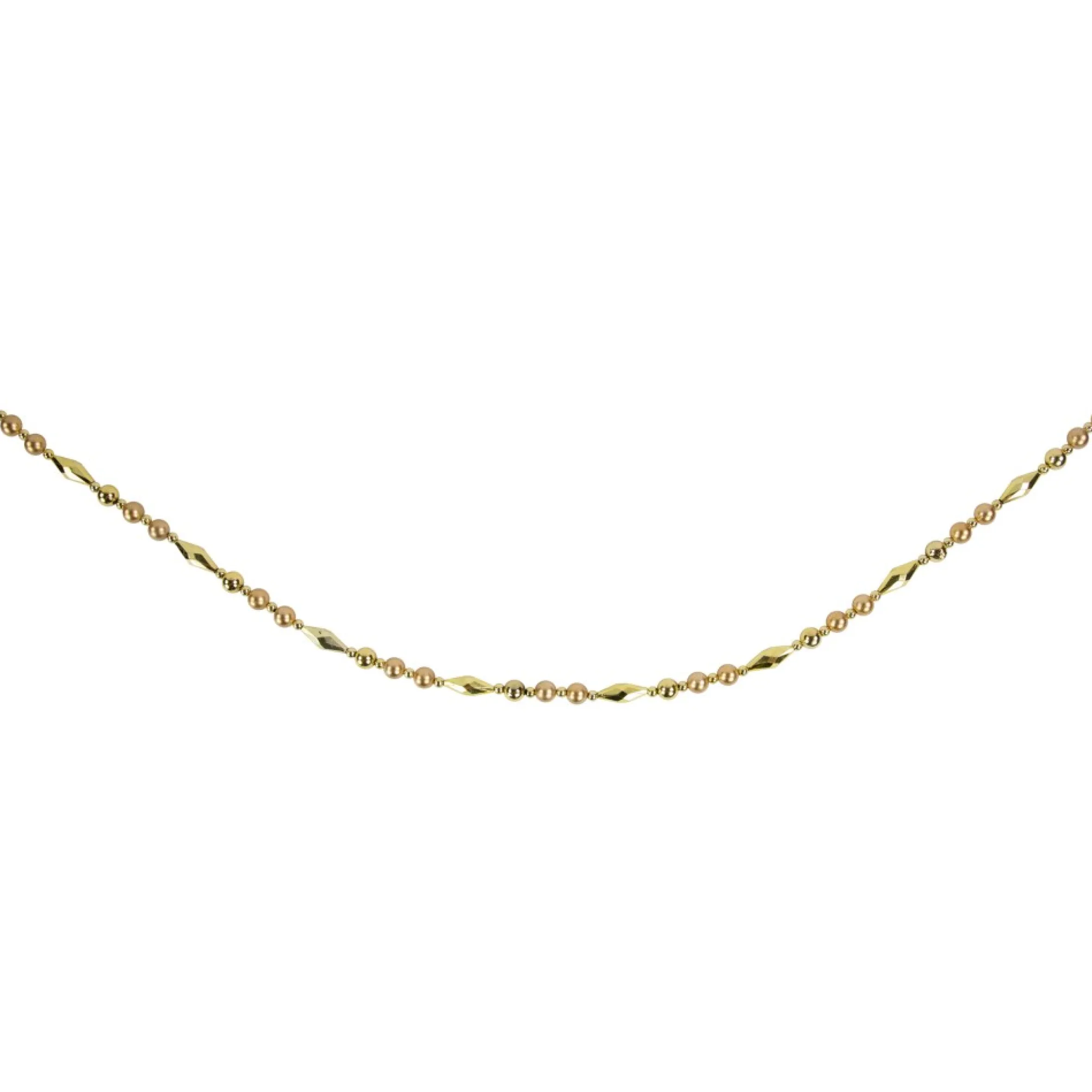 9' Shiny And Matte Gold Beaded Christmas Garland, Unlit