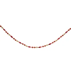 9' Shiny And Matte Red And Gold Beaded Christmas Garland, Unlit