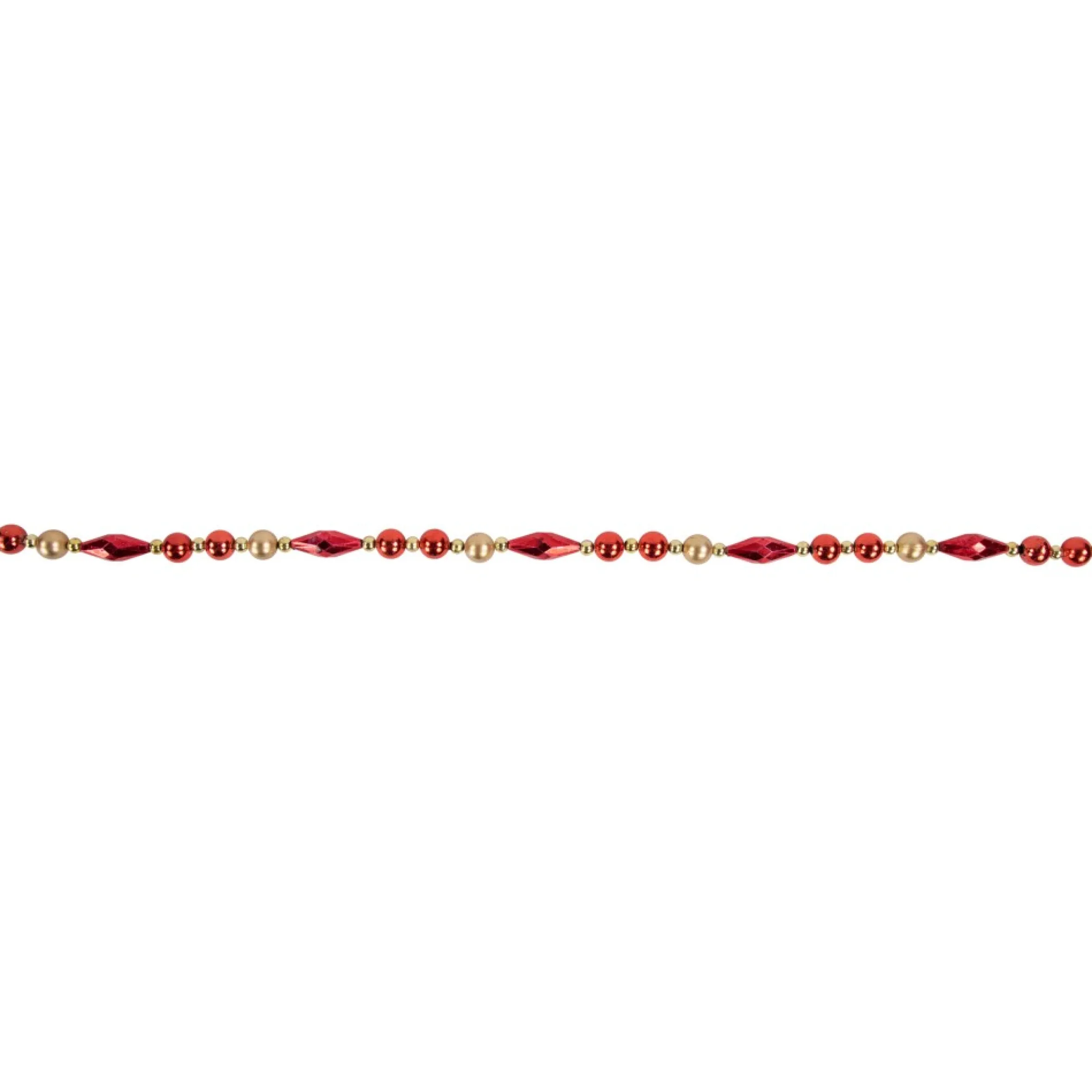 9' Shiny And Matte Red And Gold Beaded Christmas Garland, Unlit