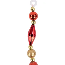 9' Shiny And Matte Red And Gold Beaded Christmas Garland, Unlit