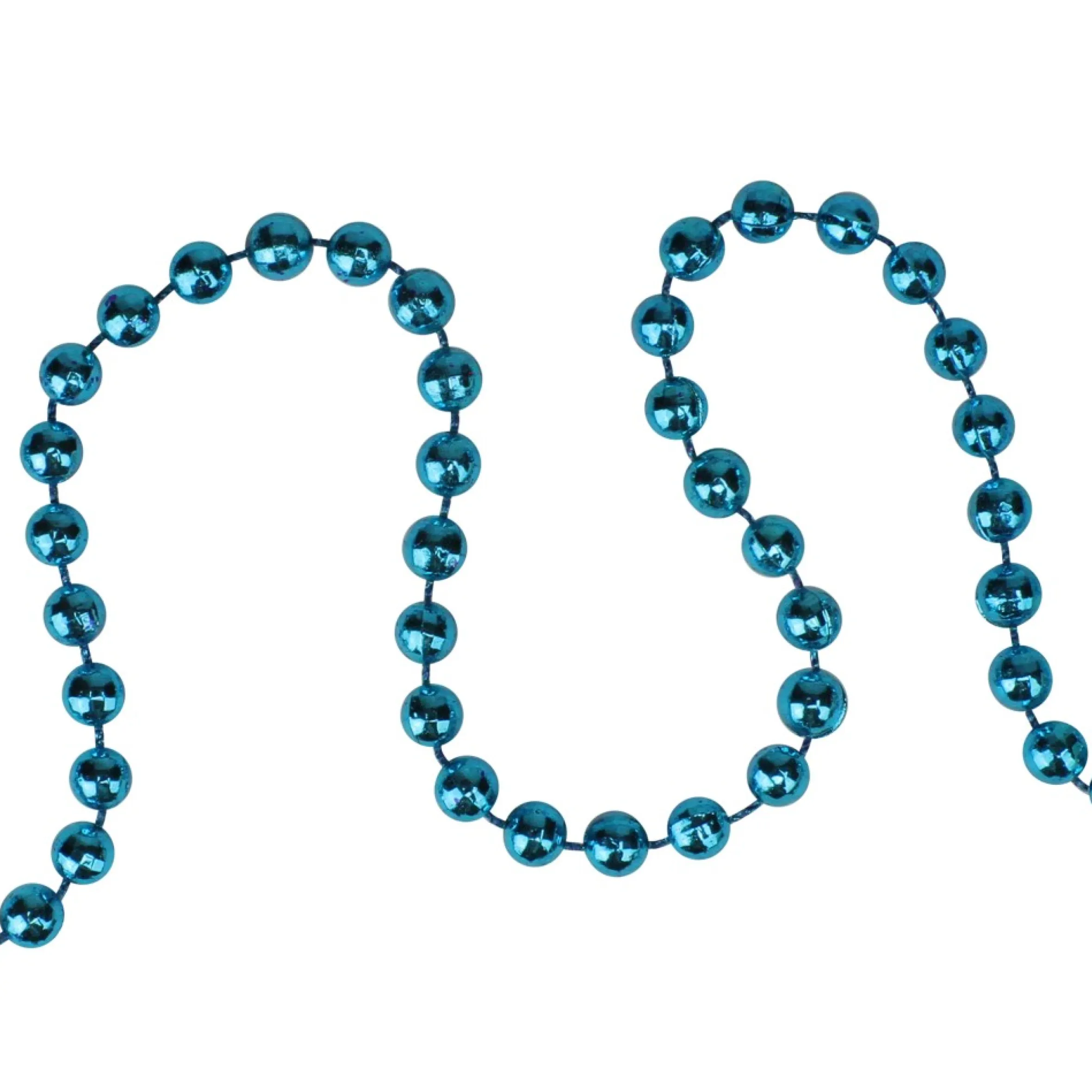 15' Shiny Blue Metallic Faceted Beaded Christmas Garland, Unlit