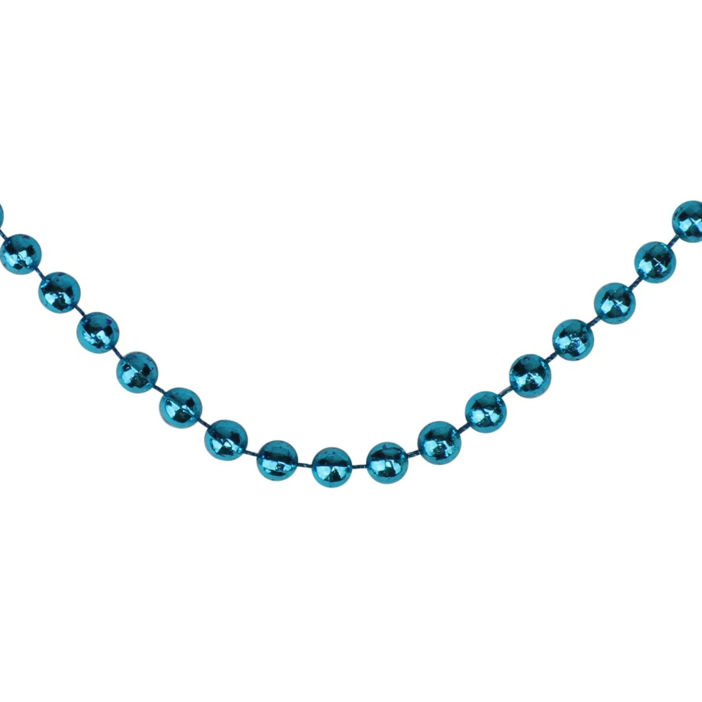 15' Shiny Blue Metallic Faceted Beaded Christmas Garland, Unlit