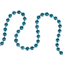 15' Shiny Blue Metallic Faceted Beaded Christmas Garland, Unlit