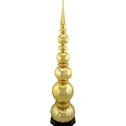 54" Shiny Gold And Glittered Topiary Finial Tower Commercial Christmas Decoration