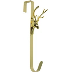 15.25" Shiny Gold Reindeer Over The Door Christmas Wreath Hanger