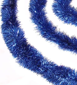 50' Shiny Lavish Blue Christmas And Hanukkah Foil Tinsel Garland - Unlit