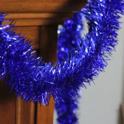 50' Shiny Lavish Blue Christmas And Hanukkah Foil Tinsel Garland - Unlit