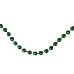 15' Shiny Metallic Green Beaded Christmas Garland - Unlit