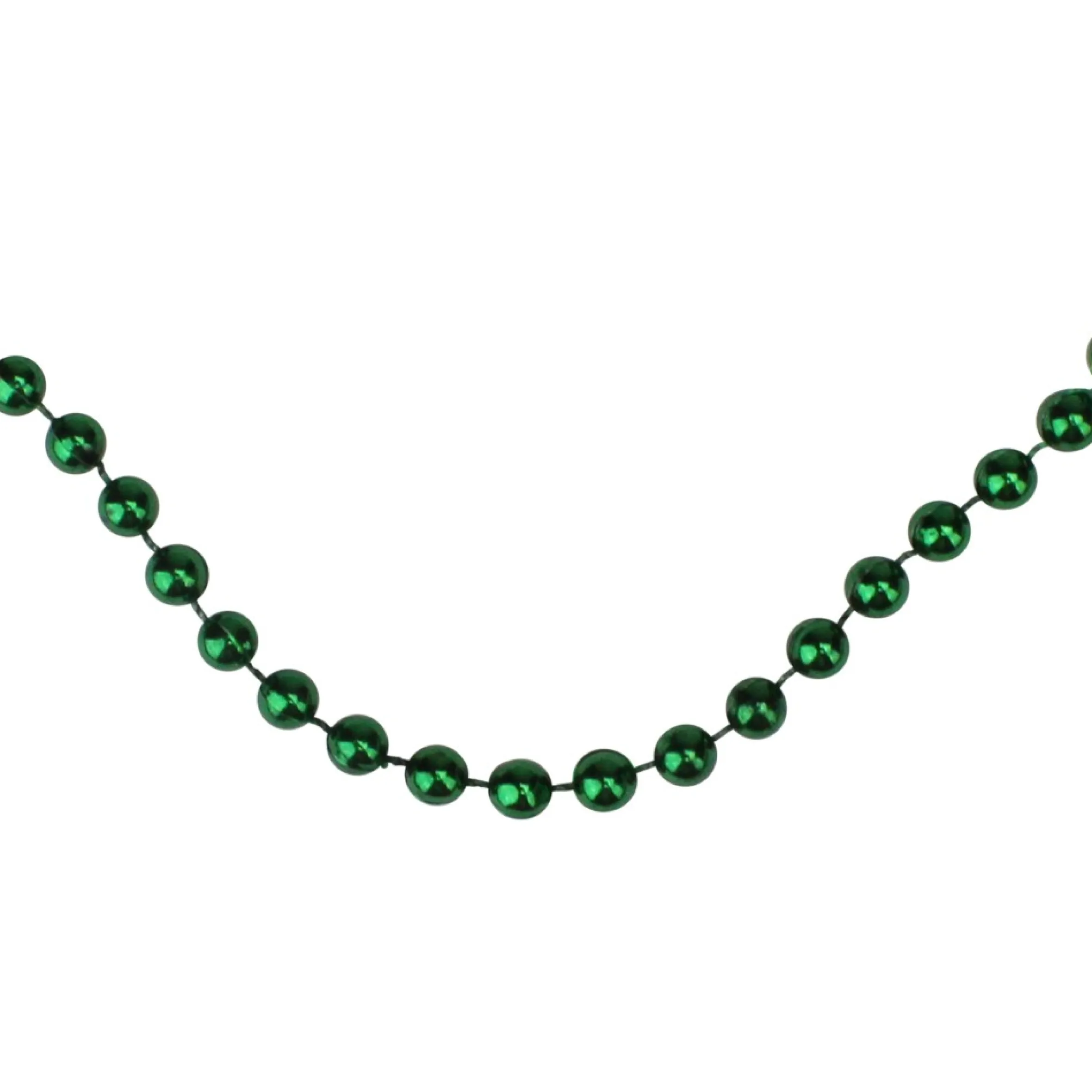 15' Shiny Metallic Green Beaded Christmas Garland - Unlit