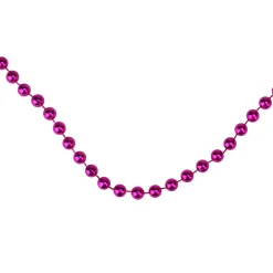 15' Shiny Metallic Pink Beaded Christmas Garland, Unlit