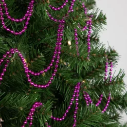 15' Shiny Pink Beaded Christmas Garland, Unlit