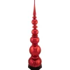 54" Shiny Red And Glittered Topiary Finial Tower Commercial Christmas Decoration
