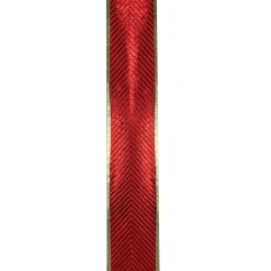 Shiny Red And Gold Striped Wired Christmas Craft Ribbon 2.5" X 10 Yards