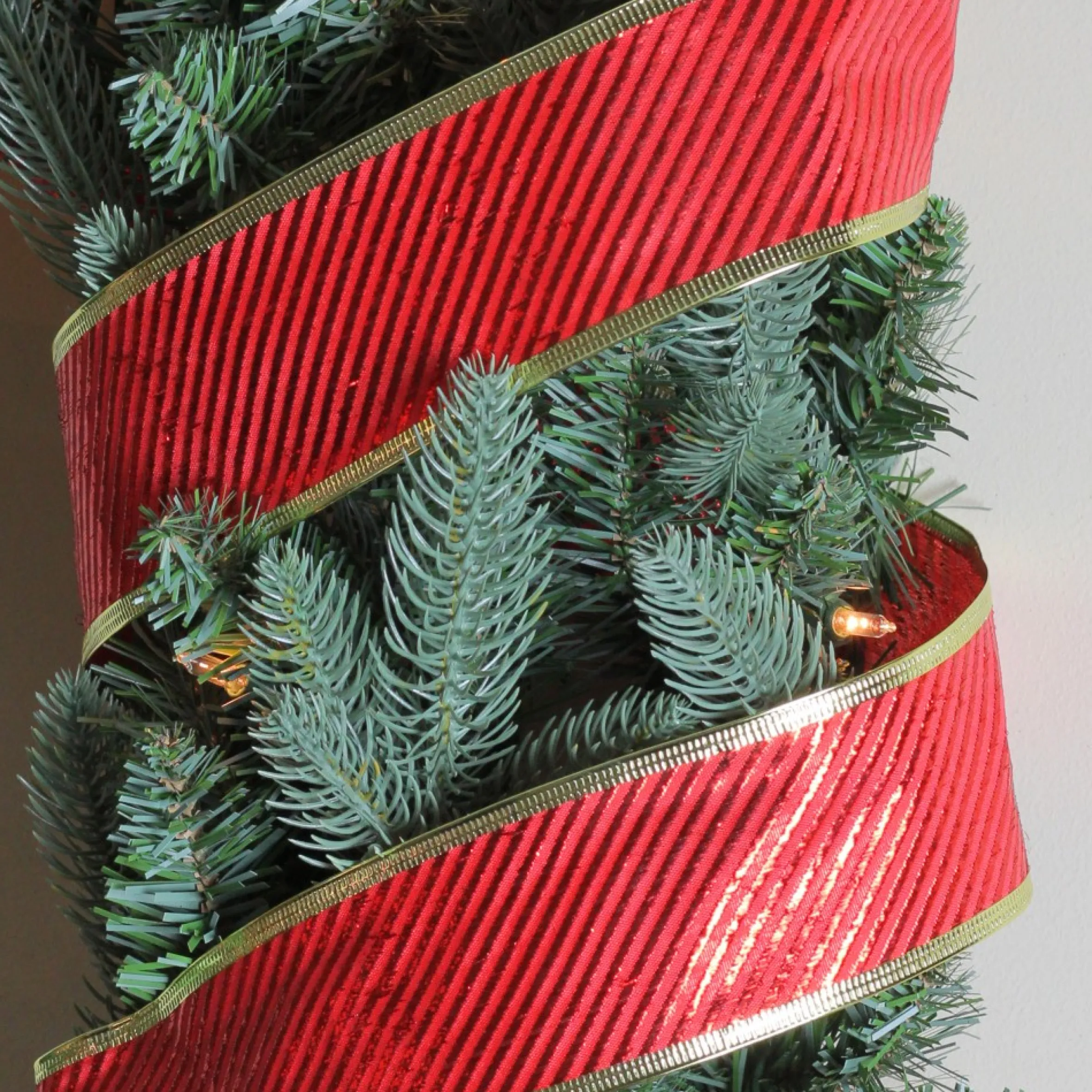 Shiny Red And Gold Striped Wired Christmas Craft Ribbon 2.5" X 10 Yards