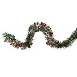 12' Shiny Red And Silver Christmas Tinsel Garland - Unlit