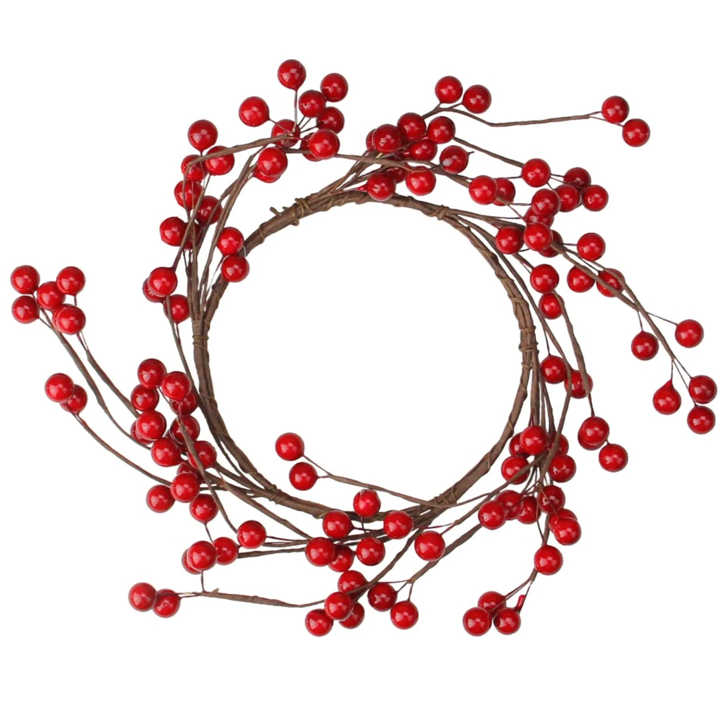9" Shiny Red Berries Artificial Christmas Candle Holder Ring