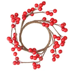 7" Shiny Red Berries Artificial Christmas Candle Ring