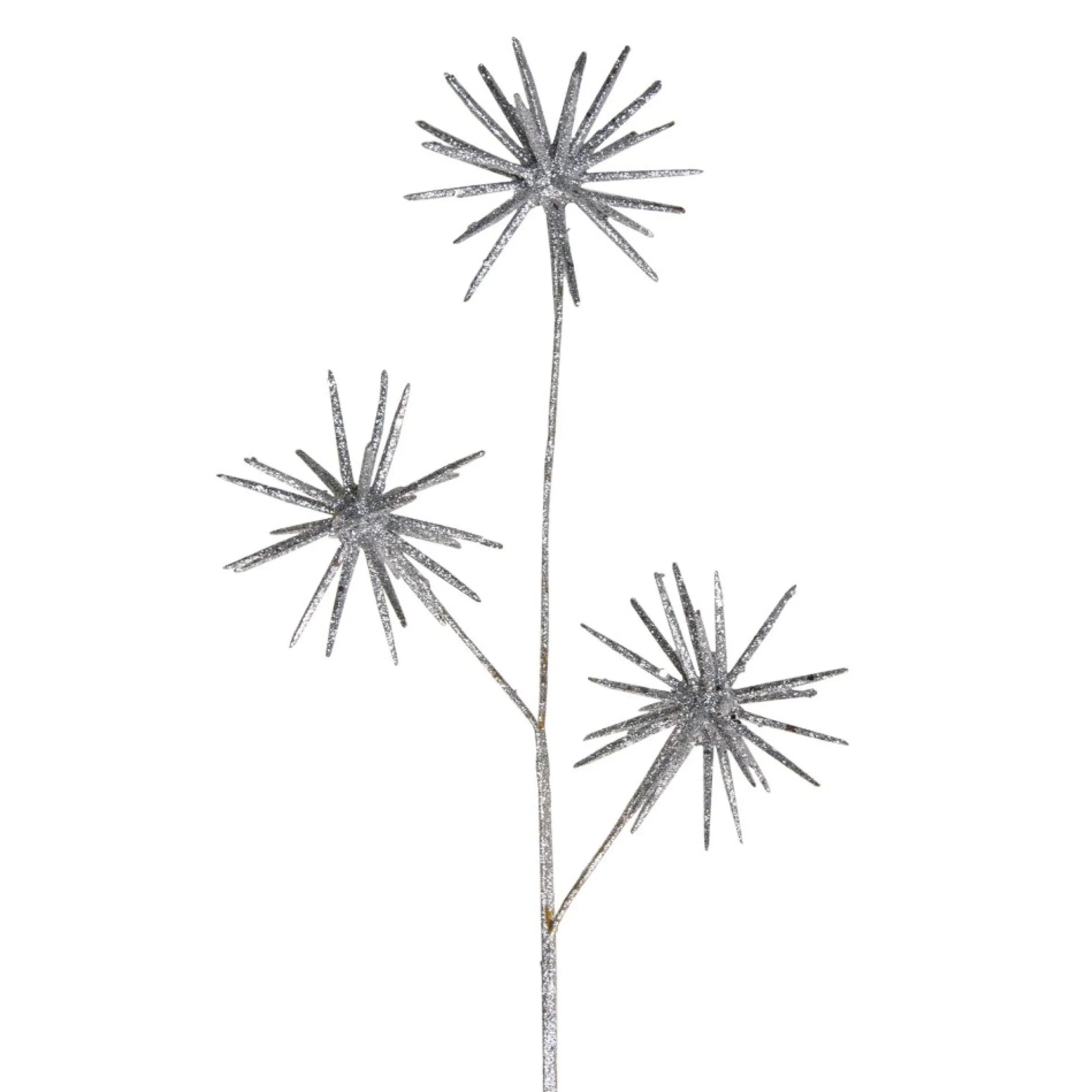 24" Shiny Silver Glitter Starburst Artificial Christmas Spray