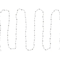 15' Shiny Silver Mirrored Disco Ball Beaded Christmas Garland, Unlit