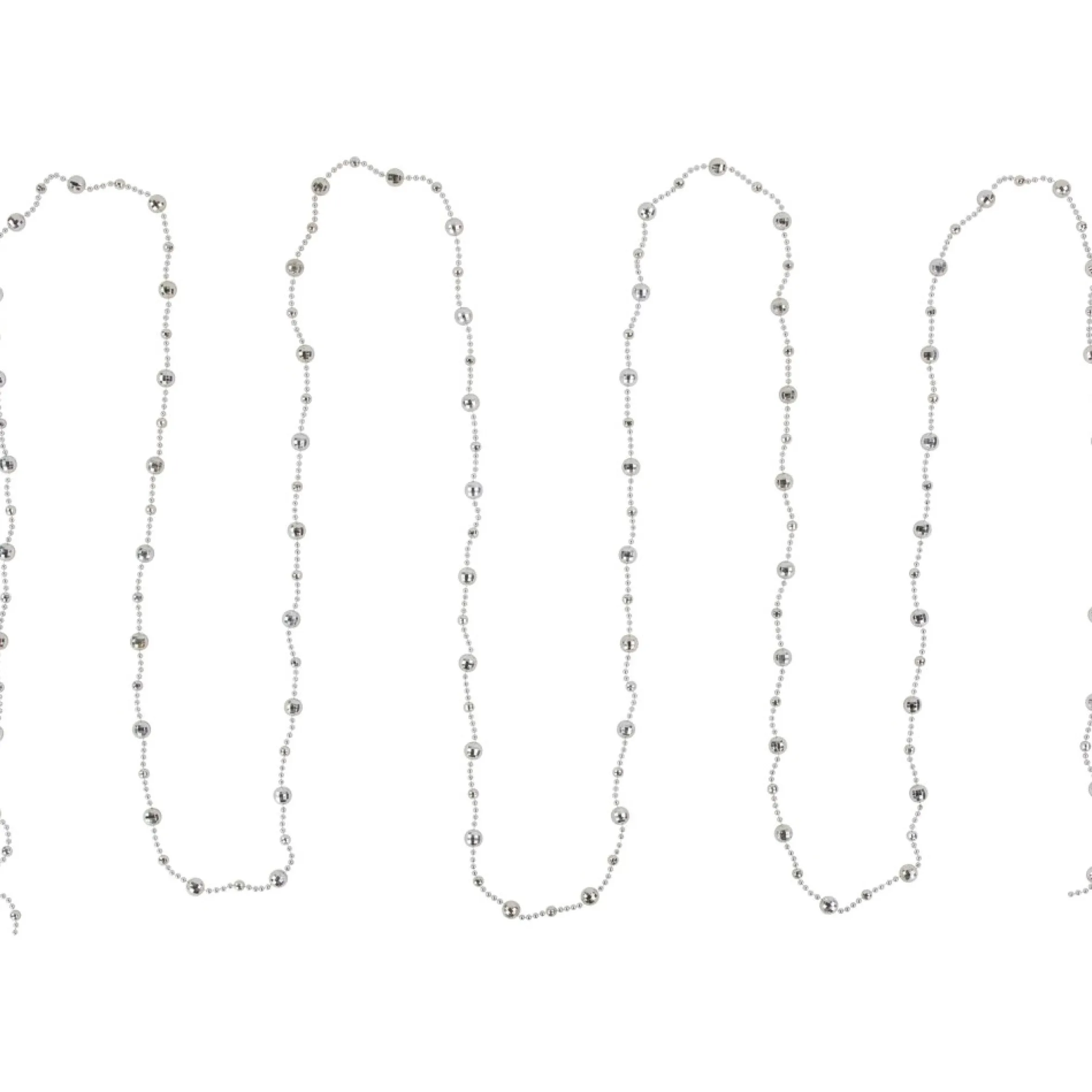 15' Shiny Silver Mirrored Disco Ball Beaded Christmas Garland, Unlit