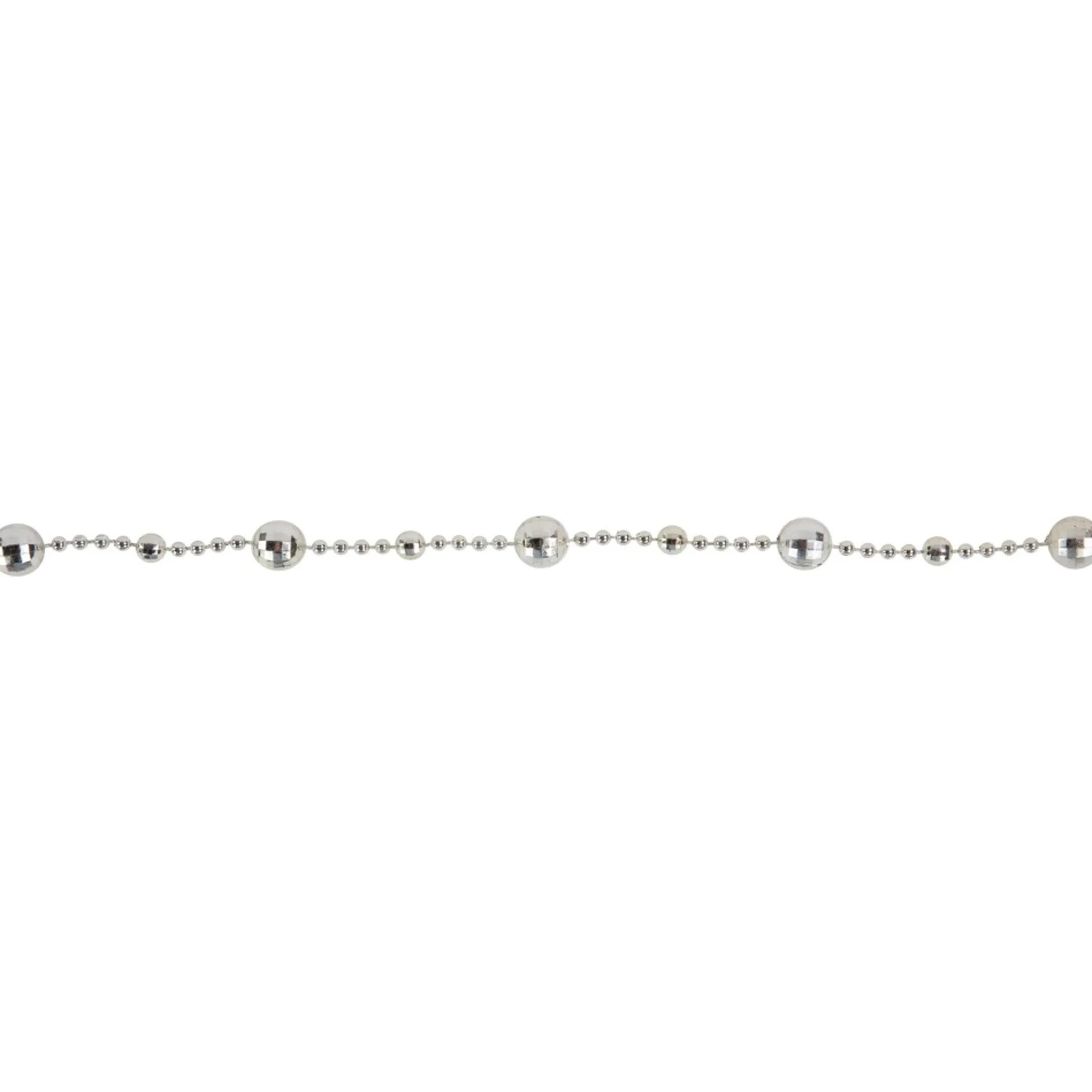 15' Shiny Silver Mirrored Disco Ball Beaded Christmas Garland, Unlit