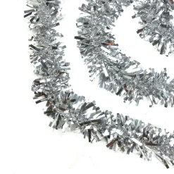 50' Shiny Silver Wide Cut Christmas Tinsel Garland - Unlit