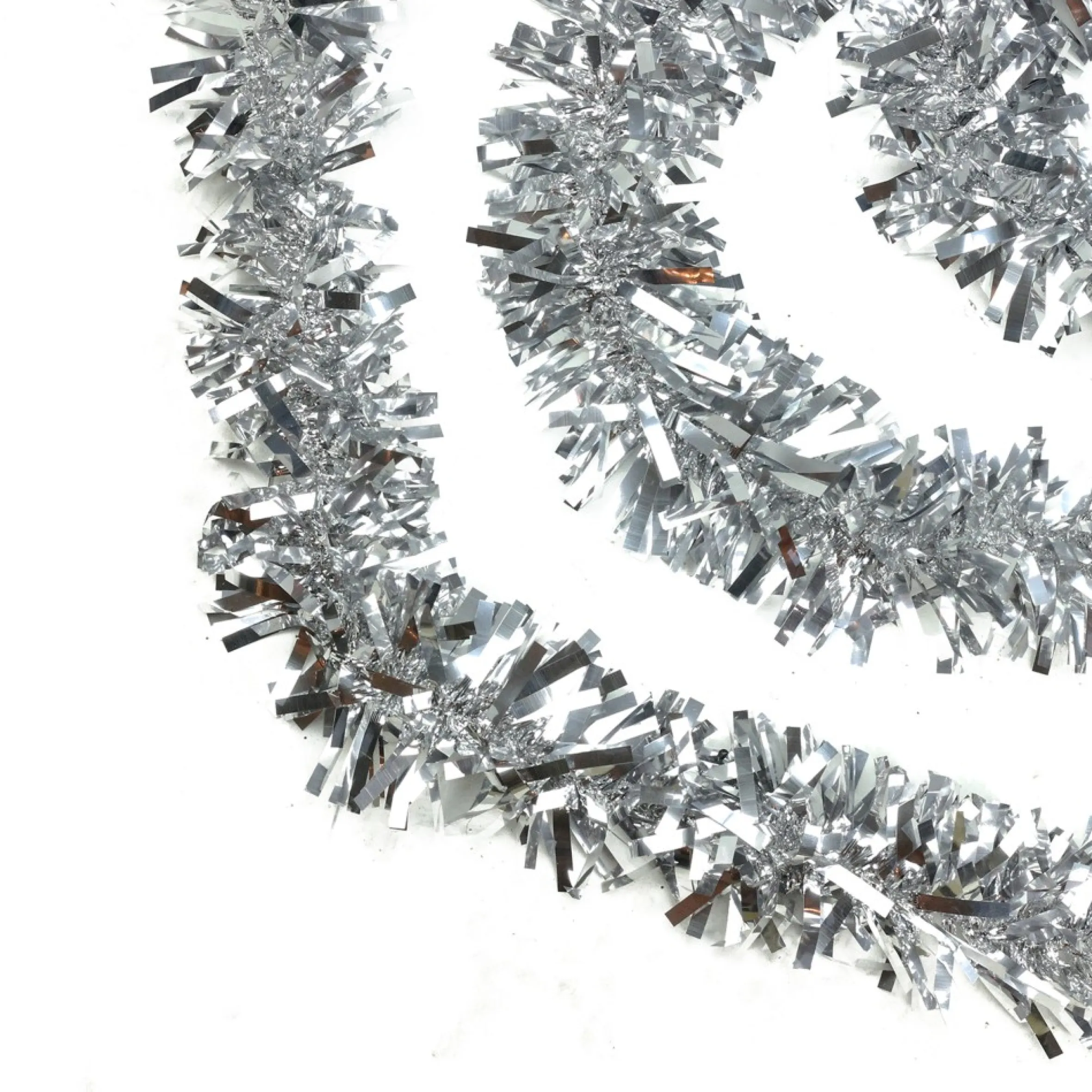 50' Shiny Silver Wide Cut Christmas Tinsel Garland - Unlit