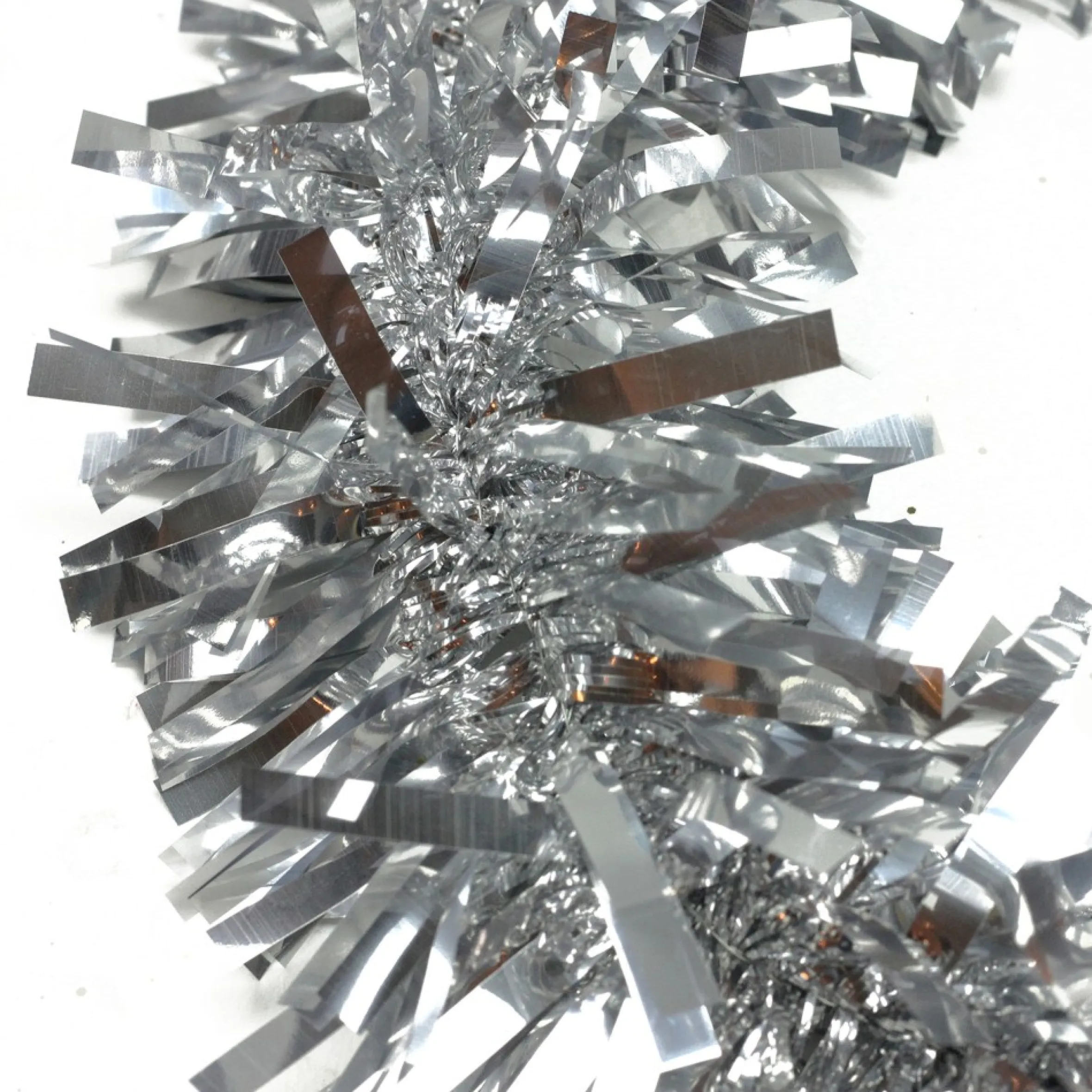 50' Shiny Silver Wide Cut Christmas Tinsel Garland - Unlit
