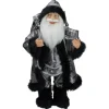 24" Silver And Black Santa Claus With Gifts Christmas Figure