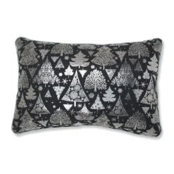 18.5" Silver And Black Trees Christmas Rectangular Throw Pillow