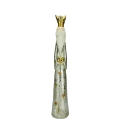 23.5" Silver And Gold Distressed Finish King Balthazar Wise Man Christmas Nativity Figurine