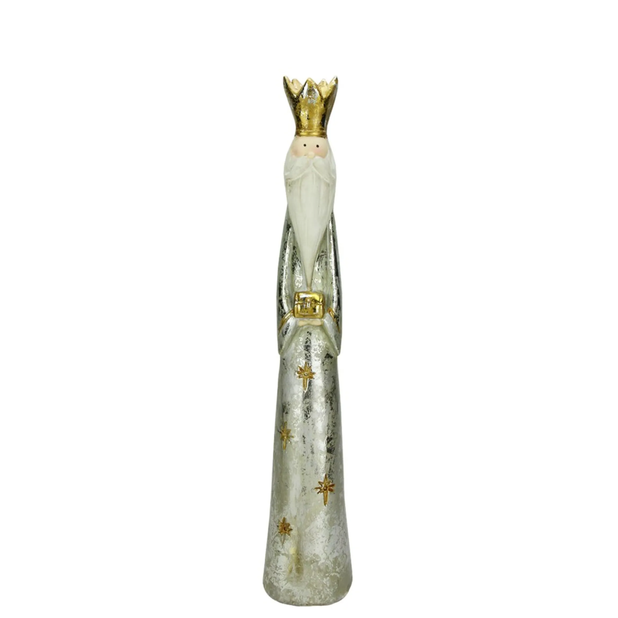 23.5" Silver And Gold Distressed Finish King Balthazar Wise Man Christmas Nativity Figurine