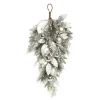 29" Silver And Green Artificial Christmas Teardrop Swag, Unlit