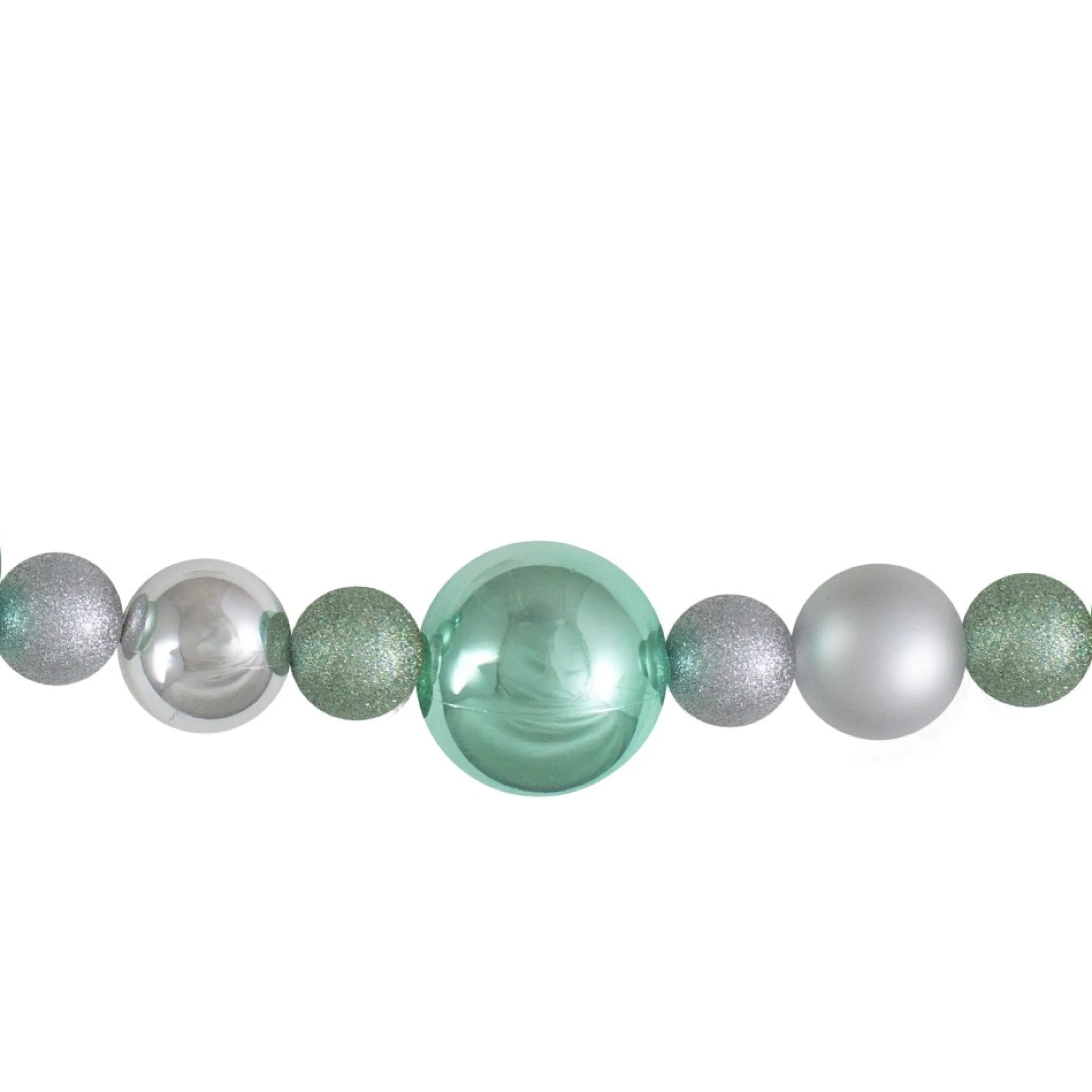 6' Silver And Seafoam Green 3-Finish Shatterproof Ball Christmas Garland