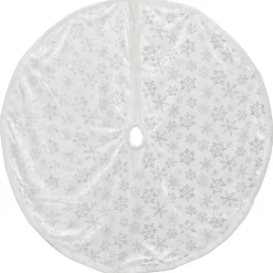 48" Silver And White Snowflakes Christmas Tree Skirt