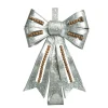 25.5" Silver Christmas Beaded Bow Wreath Holder