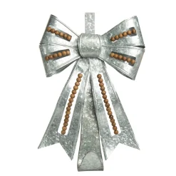 25.5" Silver Christmas Beaded Bow Wreath Holder