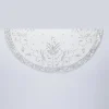 48" Silver Colored Holly Leaves And Swirled Patterns Hand Embroidered Tree Skirt