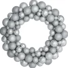 Silver 3-Finish Shatterproof Ball Ornament Christmas Wreath, 36-Inch