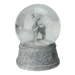5.5" Silver Glittered Reindeer Christmas Snow Globe