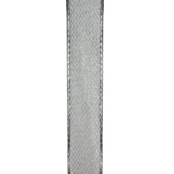 Silver Glittering Metallic Lattice Wired Christmas Craft Ribbon 2.5 X 10 Yards
