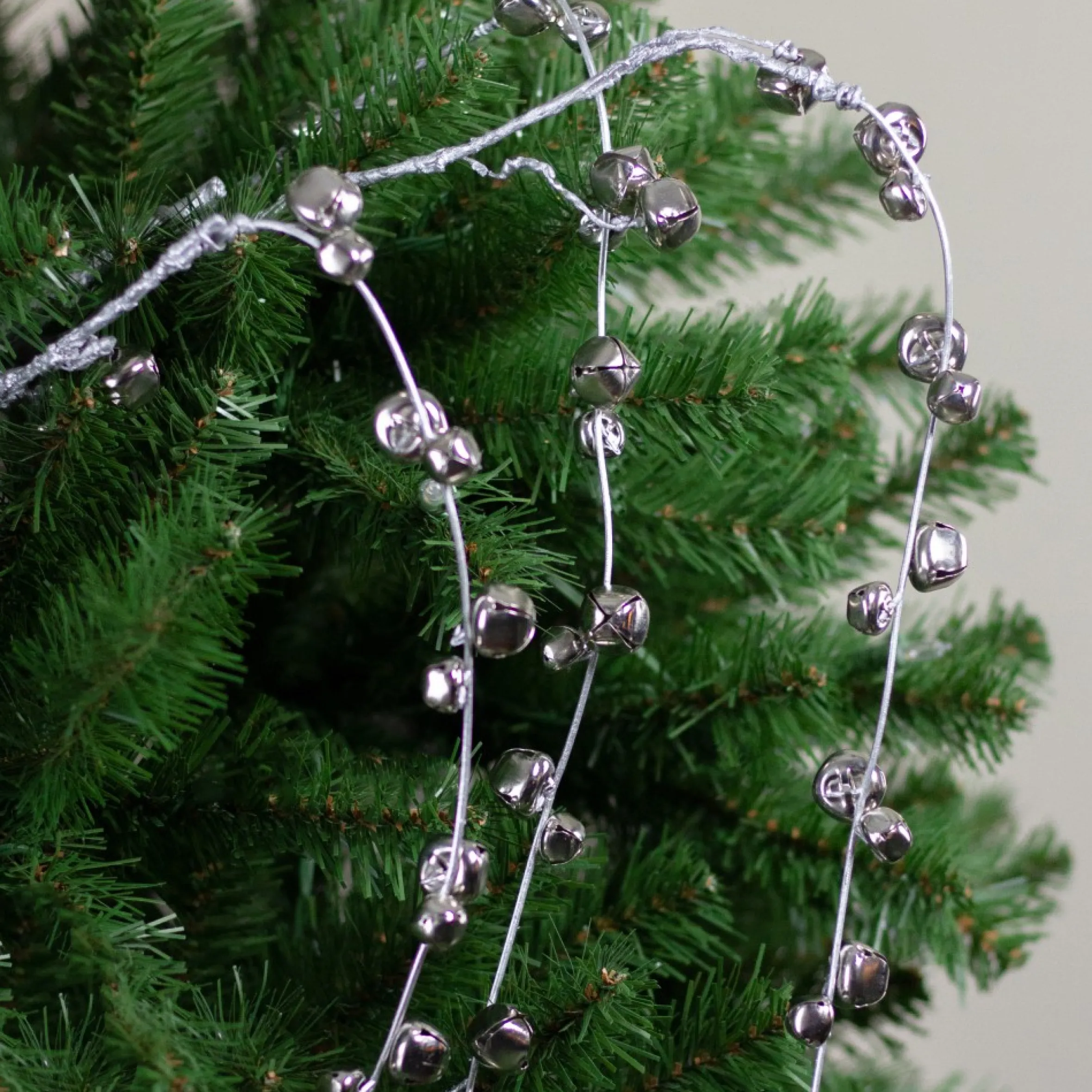 41" Silver Hanging Jingle Bell Artificial Christmas Spray