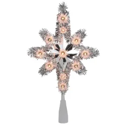11" Silver Lighted Tinsel Star Of Bethlehem Christmas Tree Topper - Clear Lights