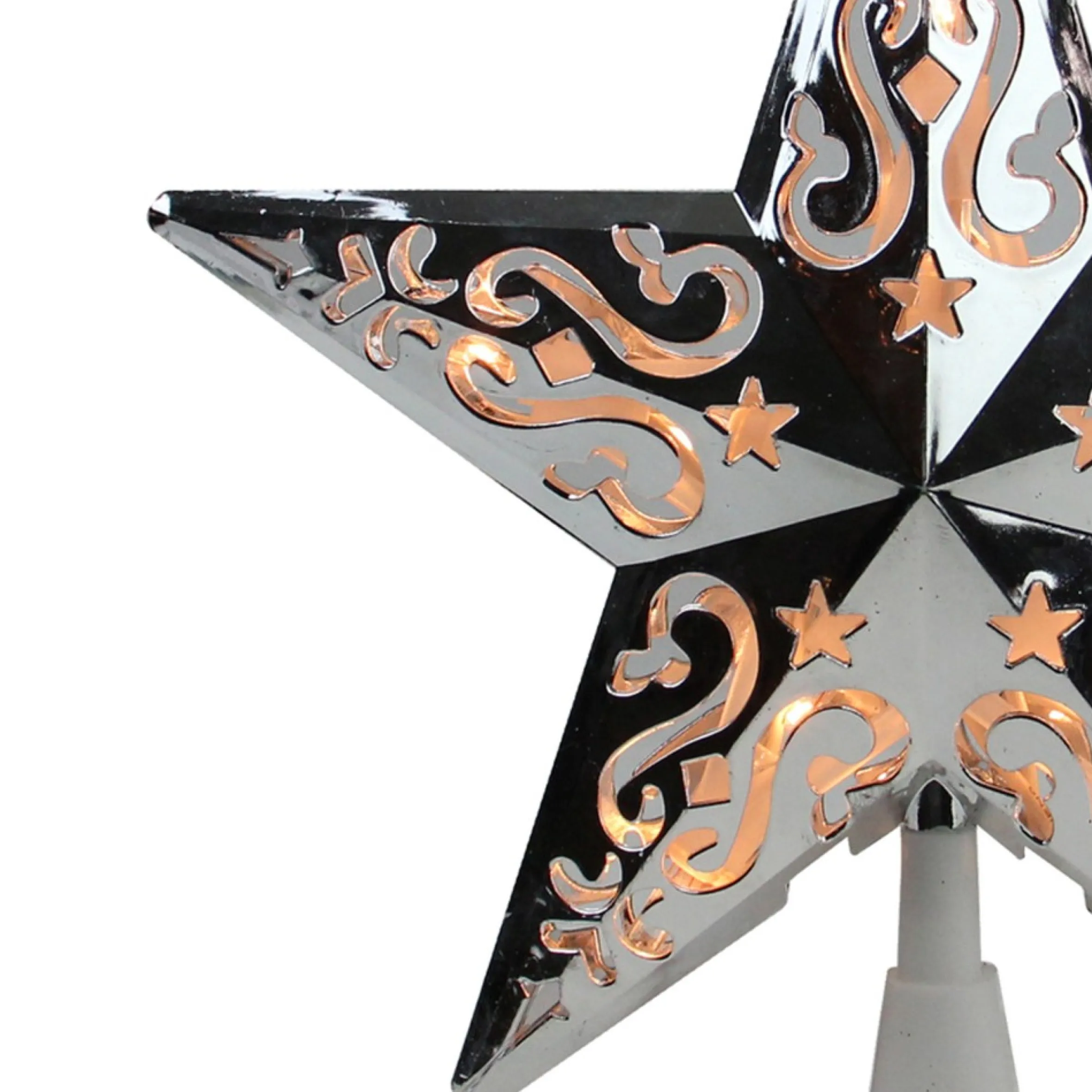 8.25" Silver Scroll Star Lighted Christmas Tree Topper - Clear Lights