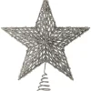 13" Silver Sequin Glitter Star Christmas Tree Topper, Unlit