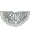 47" Silver Sequins High Pile Fleece Border Christmas Tree Skirt